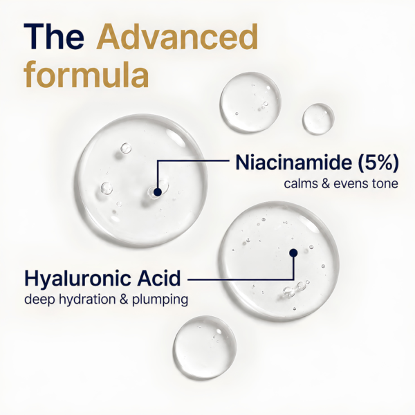 Powered by Powerful Actives Deep hydration meets pore-refining power. 5% Niacinamide calms uneven tone while Hyaluronic Acid plumps skin from within.